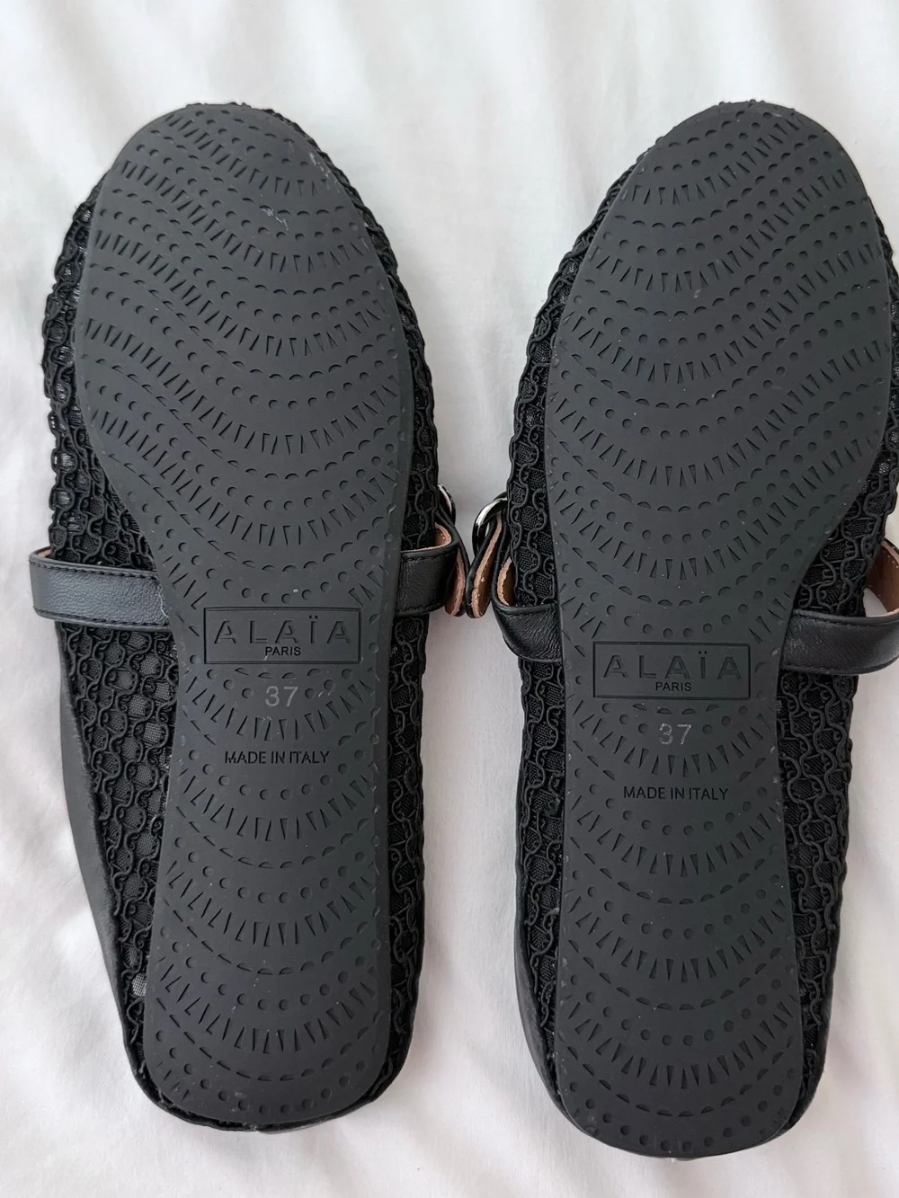 Alaïa Black Mary Jane Flats with Woven Upper
